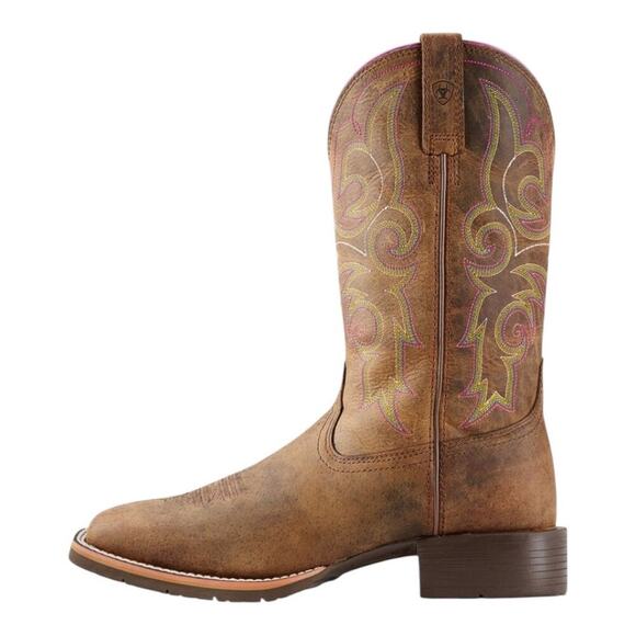 Ariat Hybrid Rancher Brown Leather Wide Square Toe Cowboy Boots Women’s 7B NEW - Picture 2 of 14